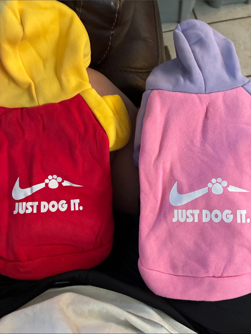 Just Dog It. Colorblock Dog Hoodie - Red/Yellow & Pink/Lavender
